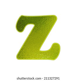 Set of green letters with the effect of glowing glass. Vector illustration.
