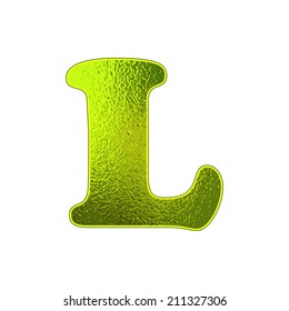 Set of green letters with the effect of glowing glass. Vector illustration.