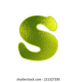Set of green letters with the effect of glowing glass. Vector illustration.
