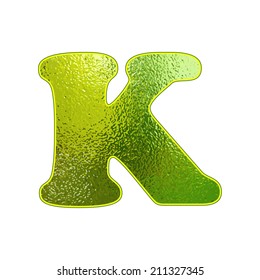 Set of green letters with the effect of glowing glass. Vector illustration.