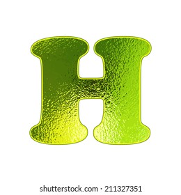 Set of green letters with the effect of glowing glass. Vector illustration.