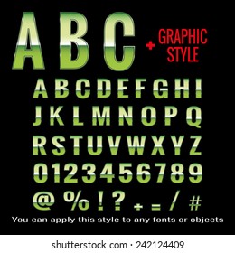 Set of green letters and green graphic style, vecor. EPS10.