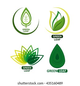 set of green leves design. nature icon. White background, graphic vector