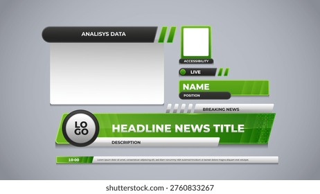 set green lower third with accessibility for broadcast media template design