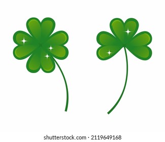 set of green lucky clover. lucky clover. green shiny decor element. clover leaves - Shutterstock ID 2119649168