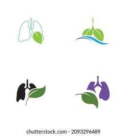 set of Green Lung care logo designs vector