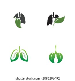 set of Green Lung care logo designs vector