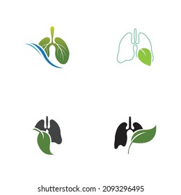 set of Green Lung care logo designs vector