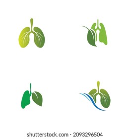 set of Green Lung care logo designs vector