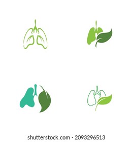 set of Green Lung care logo designs vector