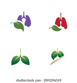 set of Green Lung care logo designs vector