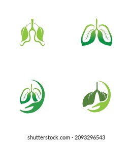 set of Green Lung care logo designs vector