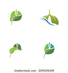 set of Green Lung care logo designs vector