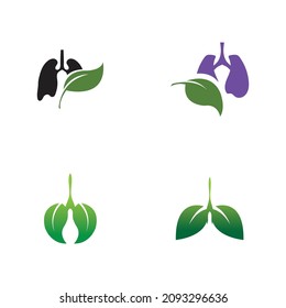 set of Green Lung care logo designs vector