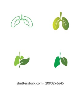 set of Green Lung care logo designs vector