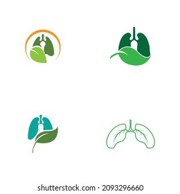 set of Green Lung care logo designs vector