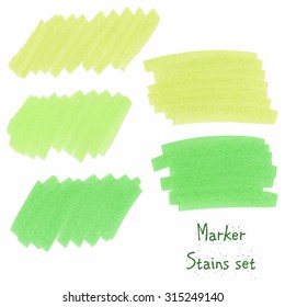 Set of green marker stains
