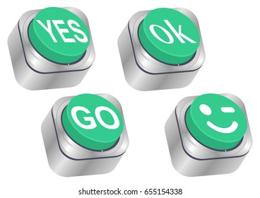 Set of green mechanical buttons