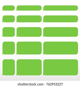 Set Green Message Service Bubbles With Place For Text Boxes. Empty Messaging Bubles.