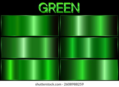 A set of green metallic gradients. Metallic gradient effects for the design of texts and bulletin boards, infographics. Metallic flag. EPS Vector. green gradient.