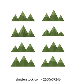 conjunto de montañas verdes , vector de dibujos animados