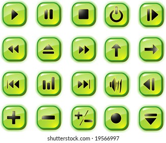 set of green music buttons. Vector