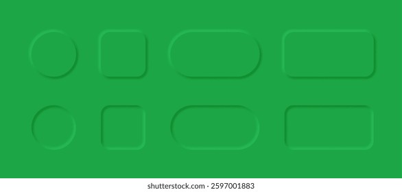 Set of green neumorphic design elements