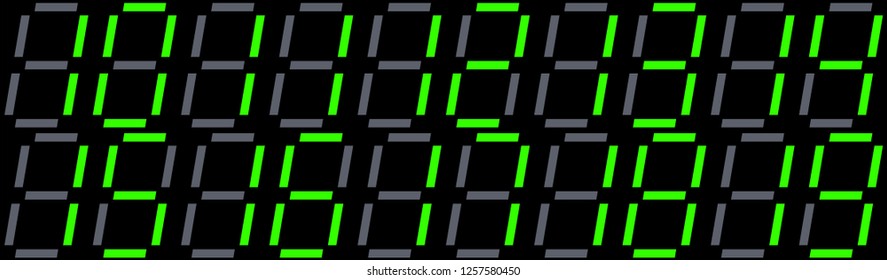 Set of green numbers on seven segment display - Vector