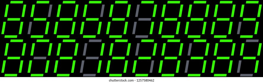 Set of green numbers on seven segment display - Vector