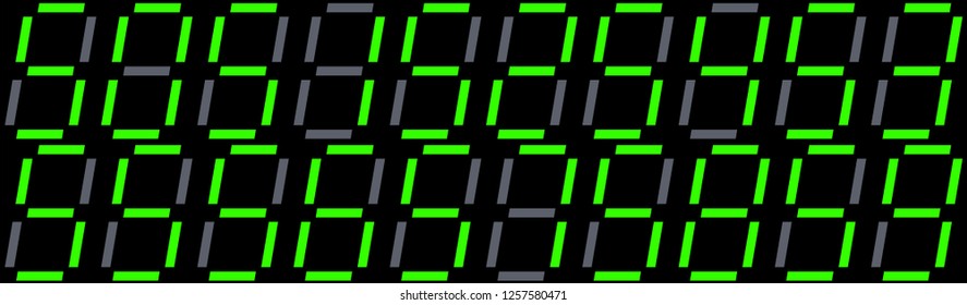 Set of green numbers on seven segment display - Vector