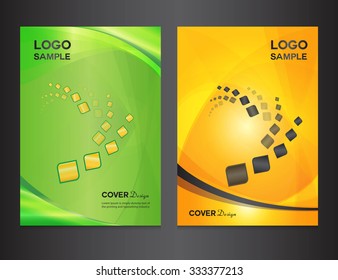 set green and orange Cover design vector illustration, brochure flyer, Annual report  Layout, book, booklet, poster, leaflet