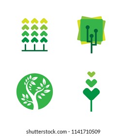 Set of green organic tree logo design. Natural environment eco icon template. Nature concept vector illustration collection