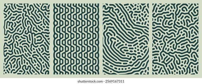 set of green organic turing abstract lines pattern background. pack collection design