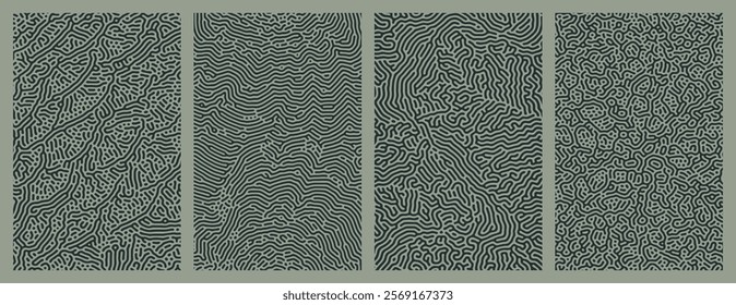 set of green organic turing abstract lines pattern background. pack collection design