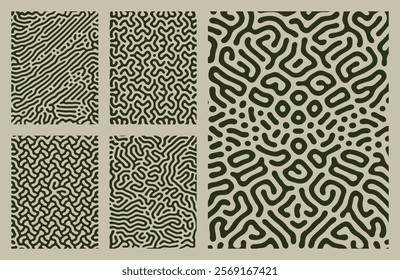 set of green organic turing abstract lines pattern background. pack collection design
