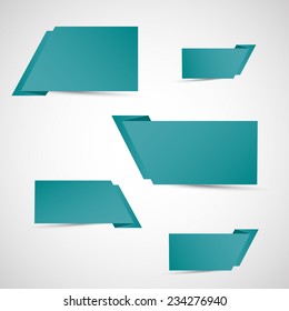 Set of green origami banners, vector illustration 