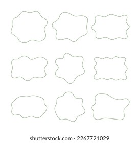 Set of green outline blob isolated for decoration artistic vector illustration on white background.