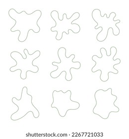Set of green outline blob isolated for decoration artistic vector illustration on white background.