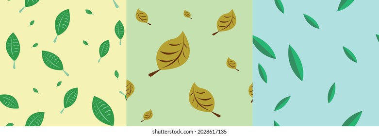 Set of green and pale yellow leaves