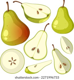 Set mit grüner Birne, einzelne Illustration