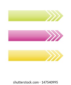 The set of green, pink and yellow glossy arrows / The set of three arrows / Glossy arrows