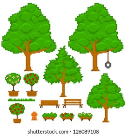 Set Of Green Pixel Trees