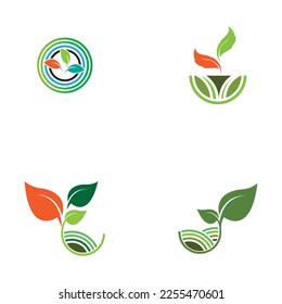set of green plant farm vector logo concept design 