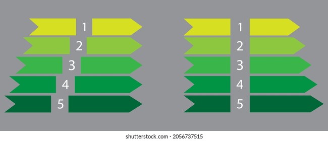 Set of green process arrow icon. Gray background. Business concept. Promotion design. Vector illustration. Stock image.