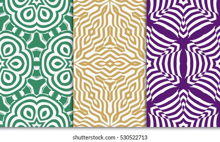 set of green, purple, beige color floral ornament. modern pattern. seamless vector illustration. for interior design, textile