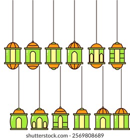 Set Of Green Ramadan Lantern