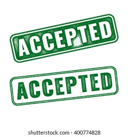 Set of green realistic vector Accepted grunge rubber stamp isolated on white background. 