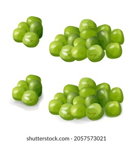 Set of green realistic vector mountain of peas bean pea colourful fresh bob