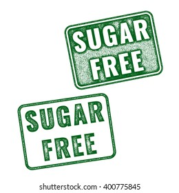 Set of green realistic vector Sugar free grunge rubber stamp isolated on white background. 