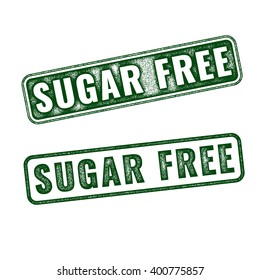 Set of green realistic vector Sugar free grunge rubber stamp isolated on white background. 
